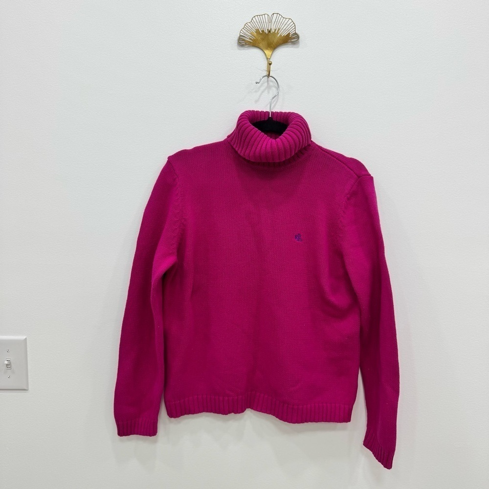 Ralph Lauren knitted American Turtleneck pink LRL logo size L - Picture 2 of 6